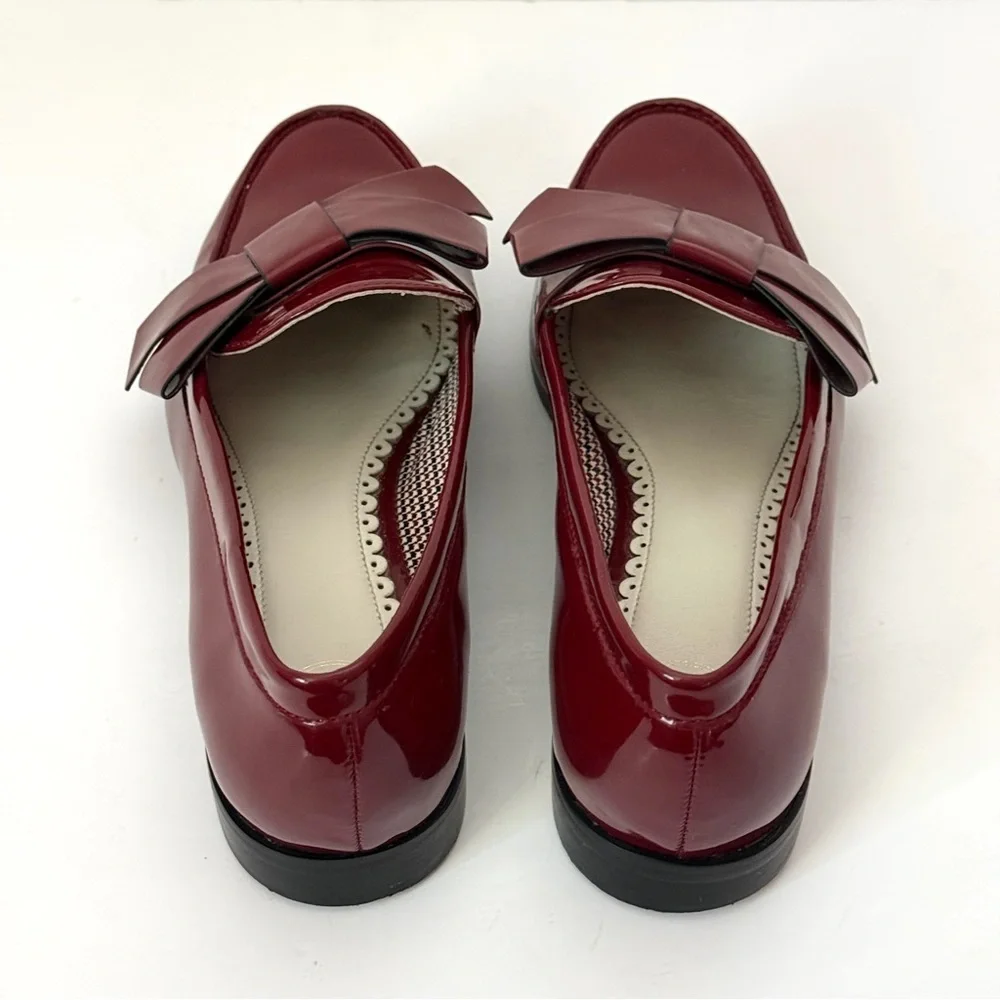 1901 Burgundy Patent Loafers Leather With Bows Size 9M